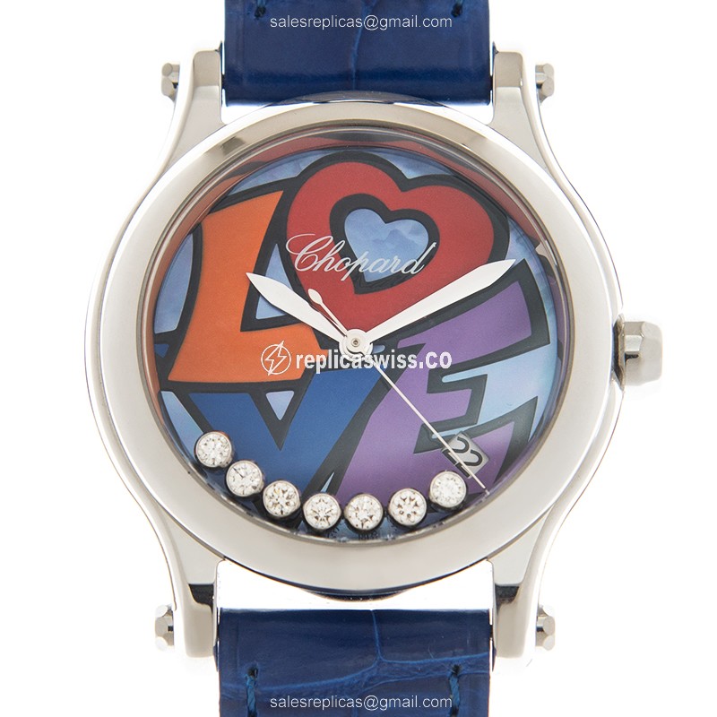 Chopard Happy Sport Replica - Automatic - Blue Dial - Steel Case - Blue Alligator Strap